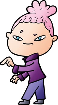 cartoon doodle character woman vector