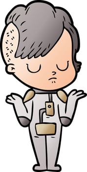 cartoon doodle character woman with space suit vector