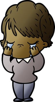 cartoon woman crying vector
