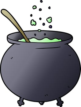 cartoon witch cauldron vector
