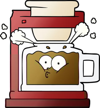 steaming hot coffee pot vector