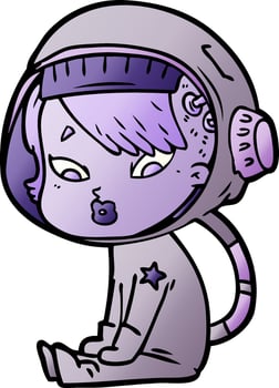 cartoon astronaut woman vector