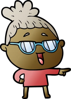 cartoon happy woman wearing spectacles vector