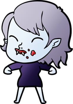 cartoon vampire girl with blood on cheek vector