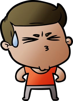 cartoon man sweating vector