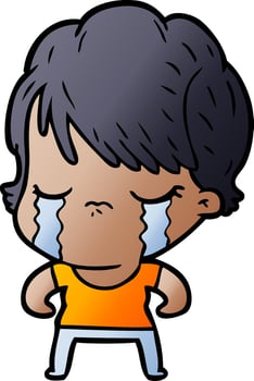 cartoon woman crying vector