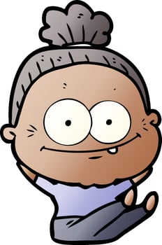 cartoon happy old woman vector