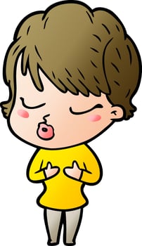 cartoon woman with eyes shut vector