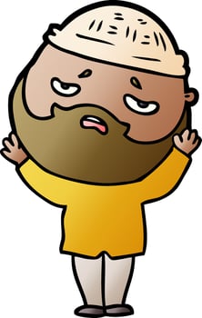 cartoon worried man with beard vector