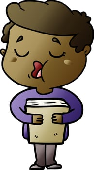 cartoon man holding book and singing vector