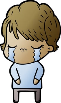 cartoon woman crying vector