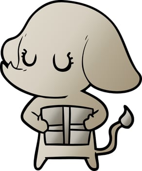 cute cartoon elephant with gift vector