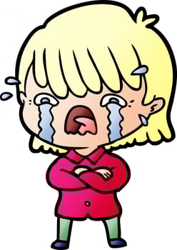 cartoon girl crying vector