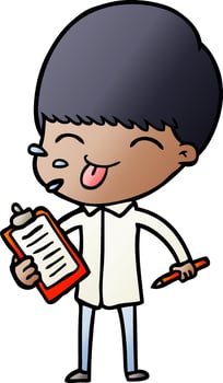cartoon salesman sticking out tongue vector