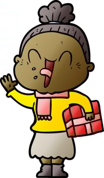 cartoon happy old woman vector