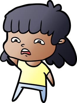 cartoon worried woman vector