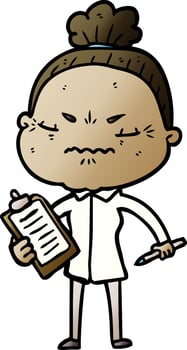 cartoon annoyed old lady vector