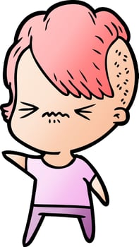 cartoon annoyed hipster girl vector