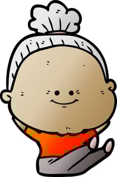 cartoon happy old woman vector
