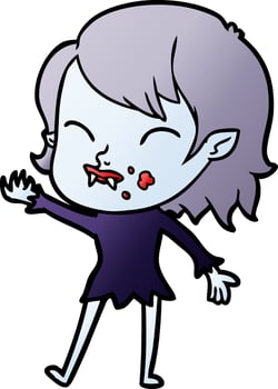 cartoon vampire girl with blood on cheek vector