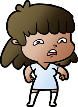 cartoon worried woman vector