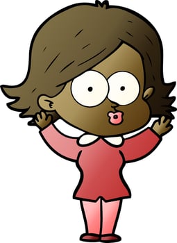 cartoon girl pouting vector