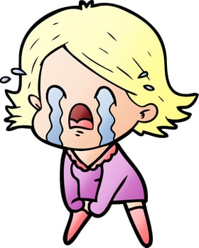 cartoon woman crying vector