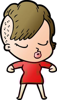 cartoon pretty hipster girl vector