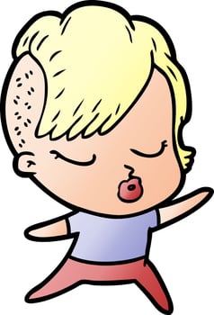 cartoon pretty hipster girl vector