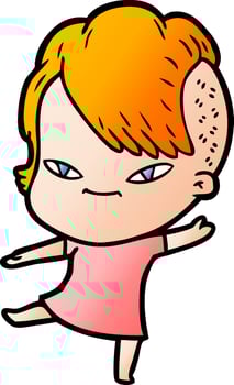 cute cartoon girl with hipster haircut vector