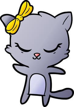 cute cartoon cat with bow vector