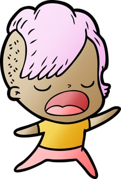 cartoon cool hipster girl talking vector