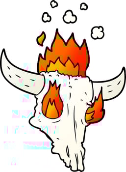 spooky flaming animals skull cartoon vector