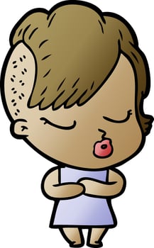 cartoon pretty hipster girl vector