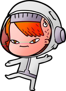cartoon astronaut woman vector