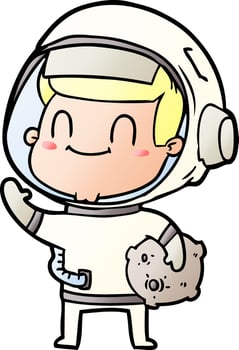 happy cartoon astronaut man vector