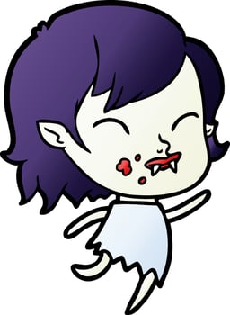 cartoon vampire girl with blood on cheek vector