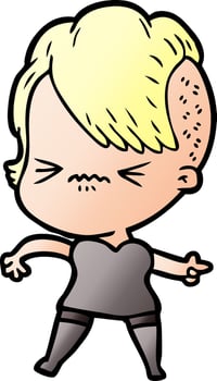 cartoon annoyed hipster girl vector