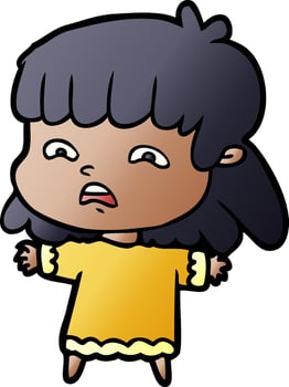 cartoon worried woman vector