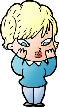 cartoon doodle character woman vector