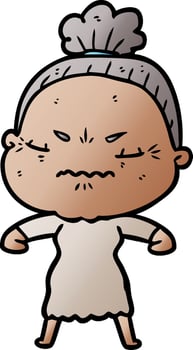 cartoon annoyed old lady vector