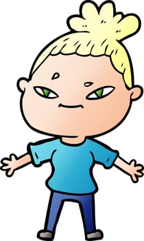 cartoon doodle character woman vector