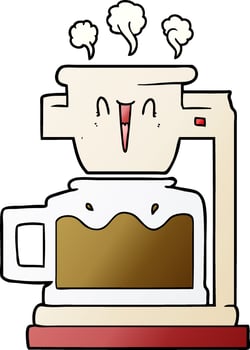 steaming hot coffee pot vector