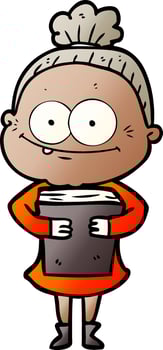 cartoon happy old woman vector