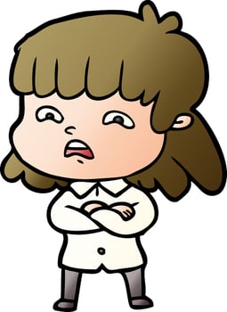 cartoon worried woman vector