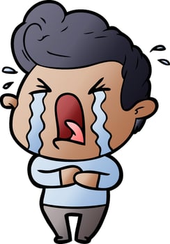cartoon crying man vector