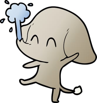 cute cartoon elephant spouting water vector