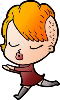 cartoon pretty hipster girl vector