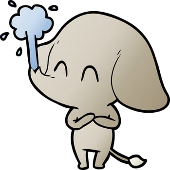 cute cartoon elephant spouting water vector