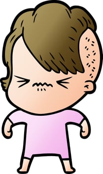 cartoon annoyed hipster girl vector
